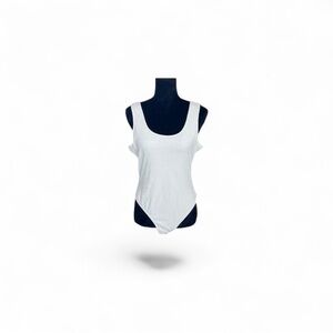 JLUXLABEL NWT luxury vanillacore minimalist cream white velour bodysuit size XL